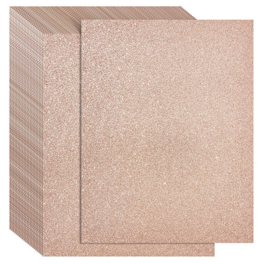 24 Sheets Rose Gold Glitter Cardstock Paper 8.5 X 11 for Scrapbooking, DIY Projects, Arts and Crafts (280Gsm)
