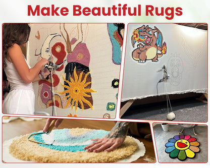 Dabline Rug Tufting Gun Kit – Complete Tufting Supplies Including 2 in 1 Cut & Loop Pile Rug Tufting Gun, Carpet Trimmer, Tufting Cloth, Backing Cloth, 20 Color Yarns, Tools & Accessories