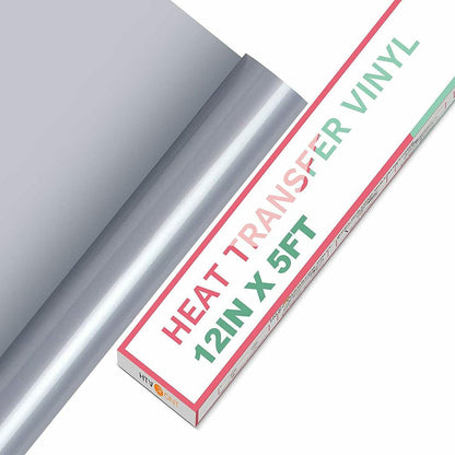 White HTV Vinyl White Heat Transfer Vinyl Roll - 12In X5Ft PU Vinyl HTV Iron on Vinyl Easy to Cut & Weed for Heat Vinyl Design (White)