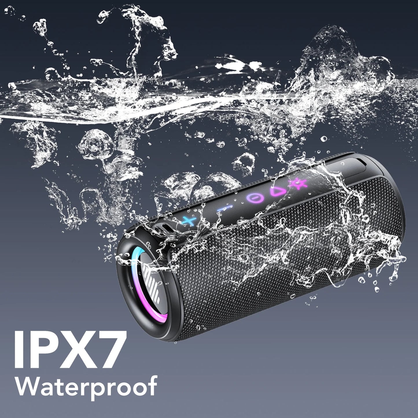 Portable Bluetooth Speaker, 30W Super Loud Bluetooth 5.4 Speaker Wireless, Boost Bass 3.0, 30H Playtime, 8 RGB Modes, IPX7 Waterproof Speaker, TWS Pairing, for Outdoor/Home/Party, Gift Ideas
