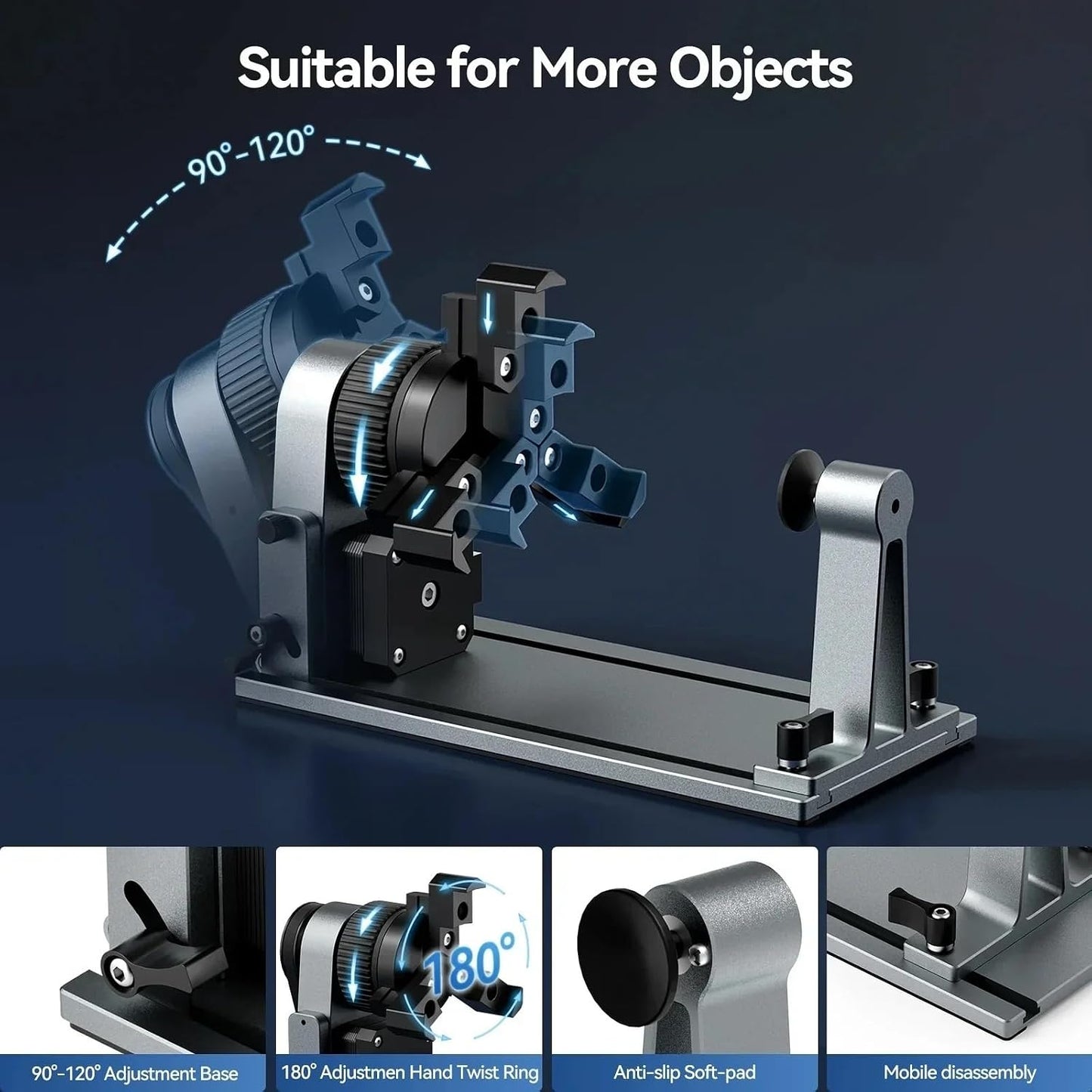 MD18 Rotary Roller, 3-In-1 Accessory Kit for K15 Pro A1 L8 Z6 JL9, Cylindrical Craft Engraver for Cups Bottles Rings Baseball Bat