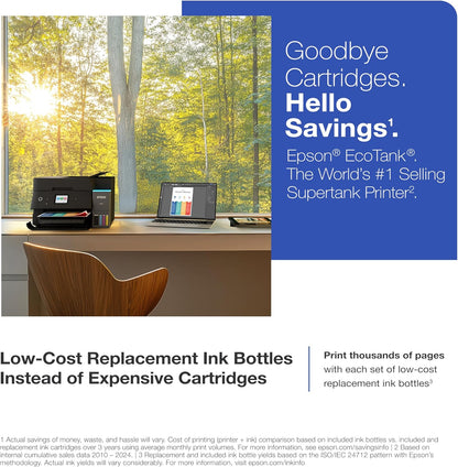 Epson Ecotank ET-4950 Wireless All-In-One Color Supertank Printer with up to 3 Years of Ink Refillable Tanks, Perfect for Home, 18 PPM, 2.4" Colorful Touchscreen, Auto Document Feeder - Black