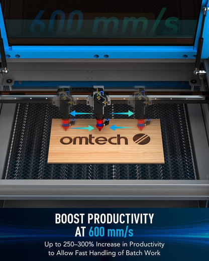 Omtech 60W CO2 Laser Engraver with Lightburn & Water Chiller, 20"X28" Laser Engraving Cutting Machine with Autofocus Autolift 4 Way Pass Air Assist, Commercial Laser Cutter for Wood Glass Acrylic More