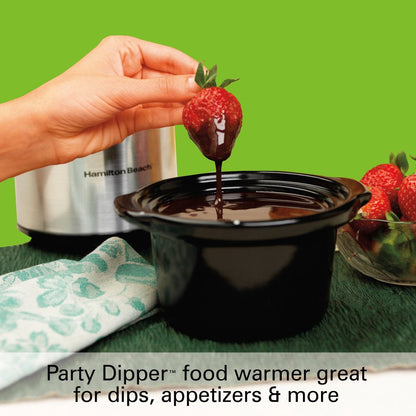 Stay or Go Programmable Slow Cooker with Party Dipper, 7 Quart Capacity, Removable Crock, Stainless Steel, 33477