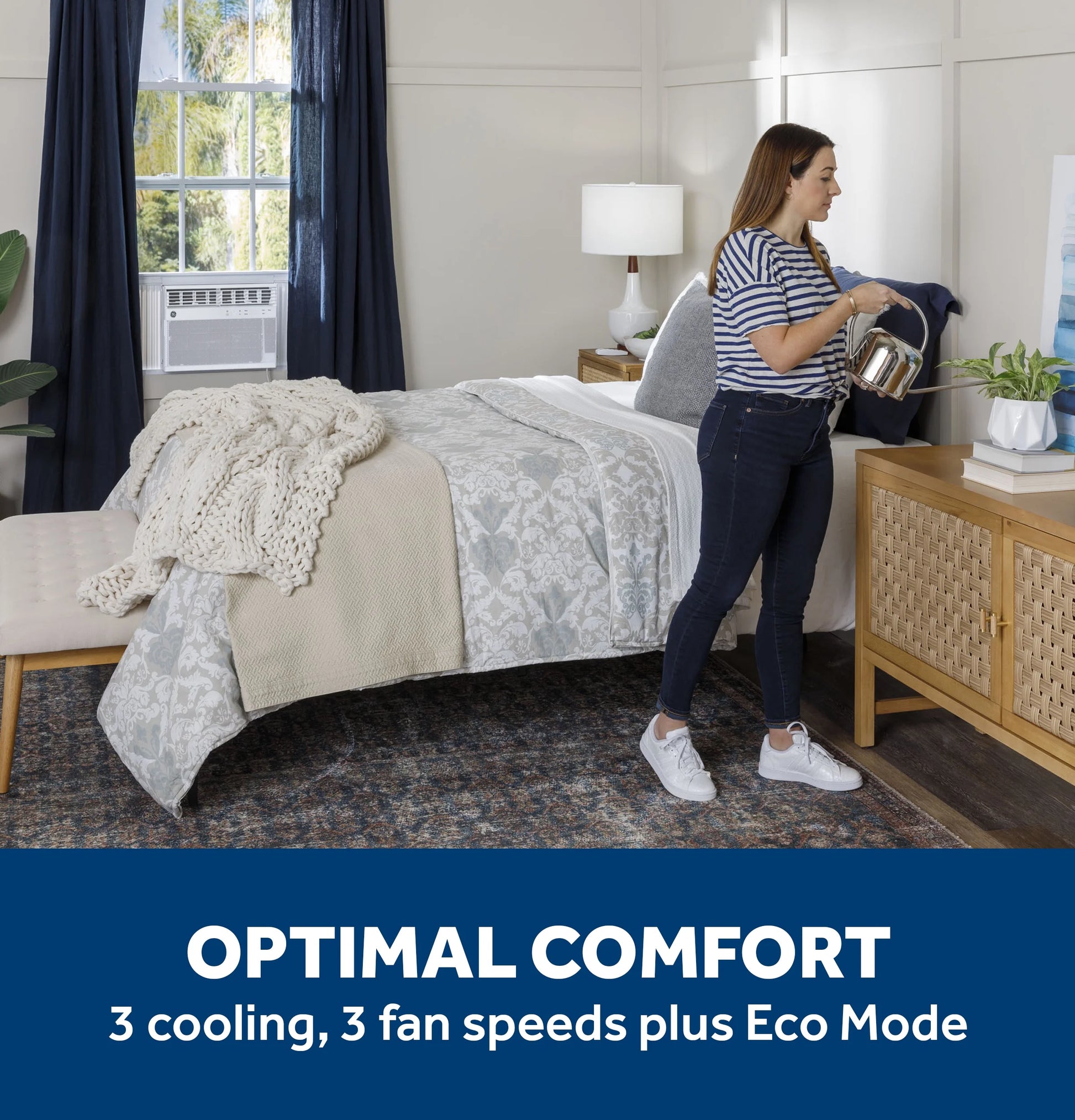 GE 8,000 BTU, 115V Smart Electronic Window Air Conditioner with Remote, Covers up to 350 Sq. Ft., with Wifi