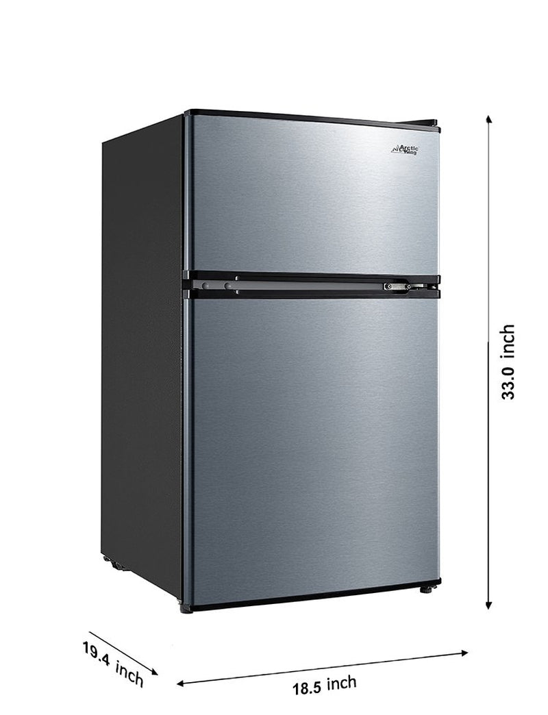 3.2 Cu Ft Two Door Compact Refrigerator with Freezer, Black Stainless Steel Look