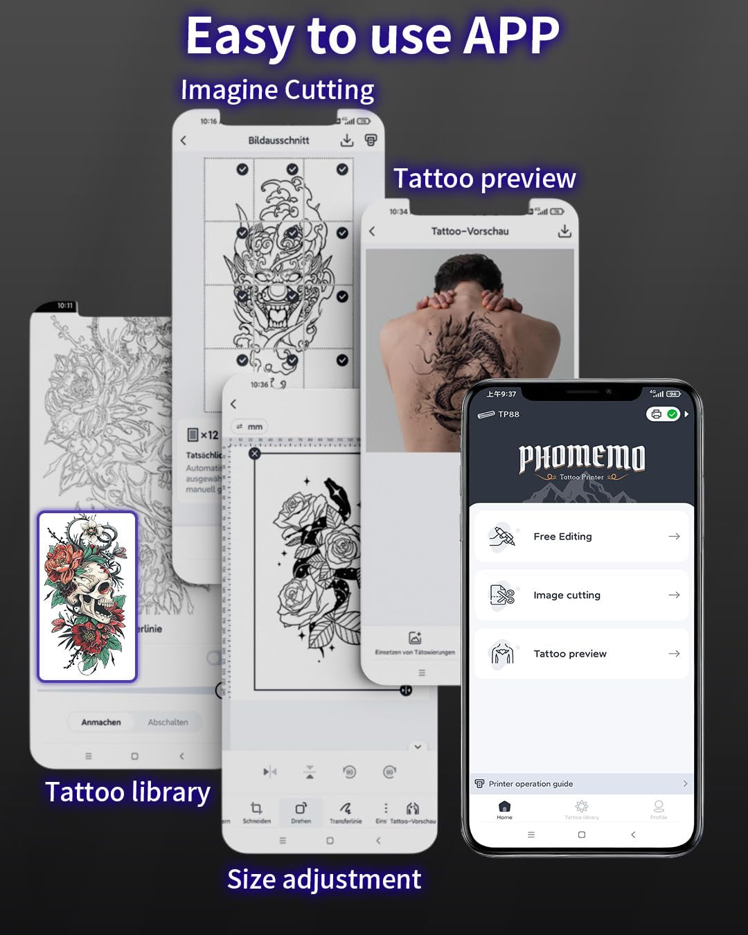 Phomemo TP88 Tattoo Transfer Stencil Printer- Thermal Tattoo Printer with 10Pcs Transfer Paper, Bluetooth Tattoo Machine for Tattoo Artists, Compatible with Smartphone & PC