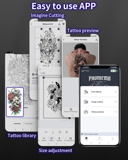 Phomemo TP88 Tattoo Transfer Stencil Printer- Thermal Tattoo Printer with 10Pcs Transfer Paper, Bluetooth Tattoo Machine for Tattoo Artists, Compatible with Smartphone & PC
