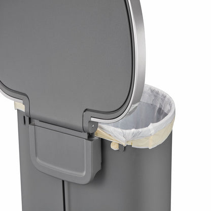 14.5 Gallon Trash Can, Plastic Kitchen Trash Can, Gray