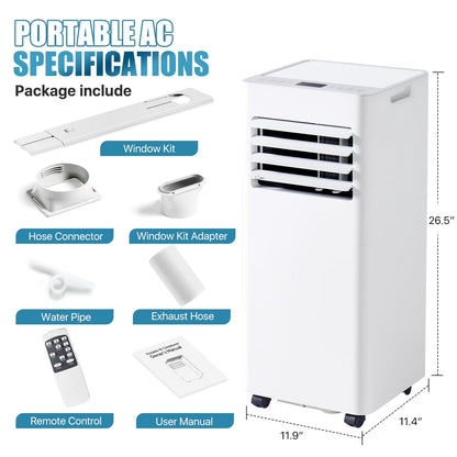 Dateyes 10000 BTU 4-In-1 Smart Portable Air Conditioner, Standing Cooling Unit with APP & Remote Control, Cooling, Dehumidifier & Fan Functions, 55Db Quiet Operation for Bedroom & Indoor Spaces
