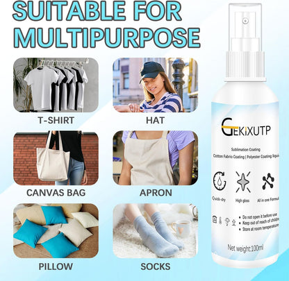 4 X 100Ml Sublimation Spray for Cotton Tshirts，Sublimation Coating Spray for T-Shirts, Canvas, Polyester Fabric，Quick Dry, High Gloss，Polyester Spray for Sublimation (4 Pcs Sublimation Coating Spray)