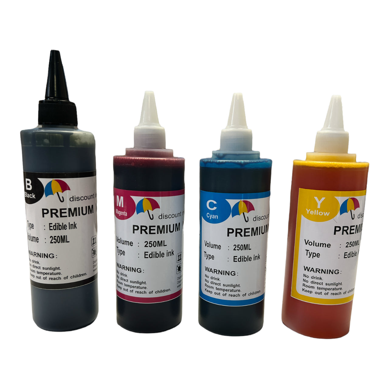 Premium 4X250Ml EDIBLE Refill Ink for Epson Canon Refillable Cartridges Printers