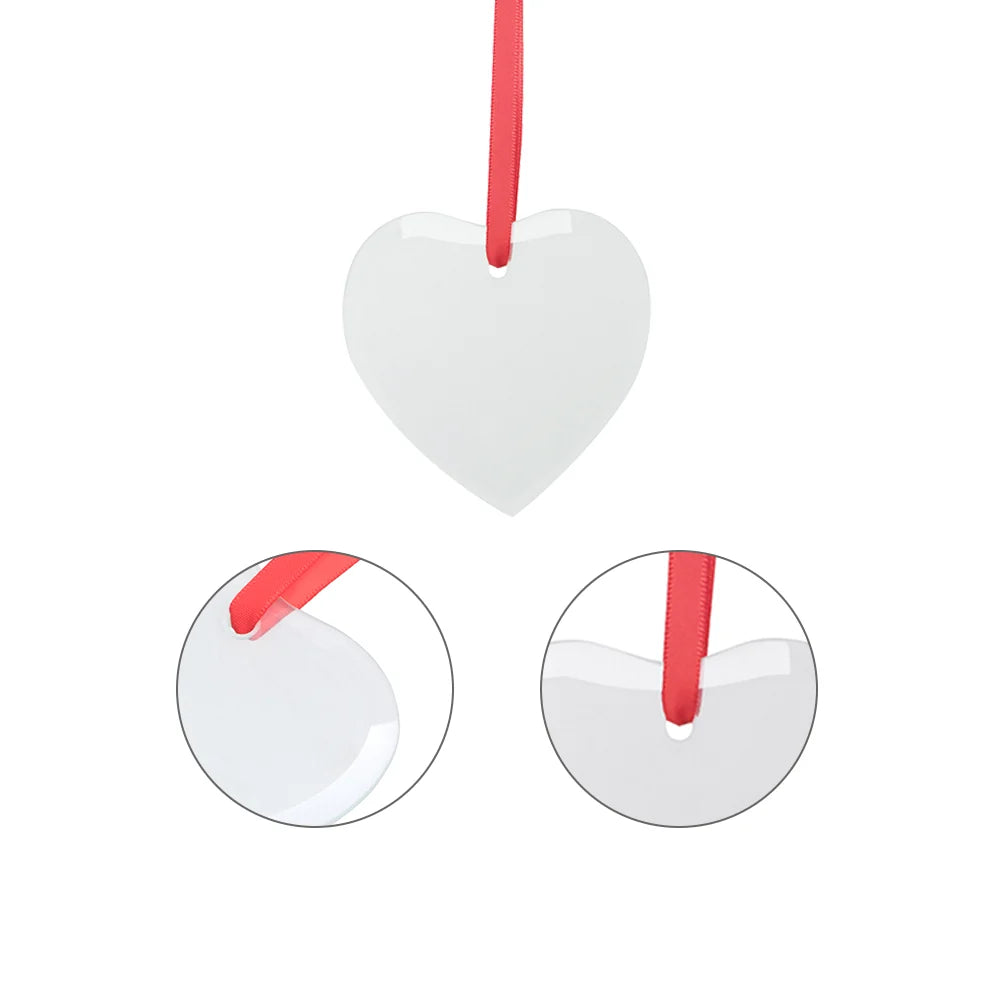 Sublimation Blanks Ornament Glass Frosted 3" Heart Shaped 48 PCS