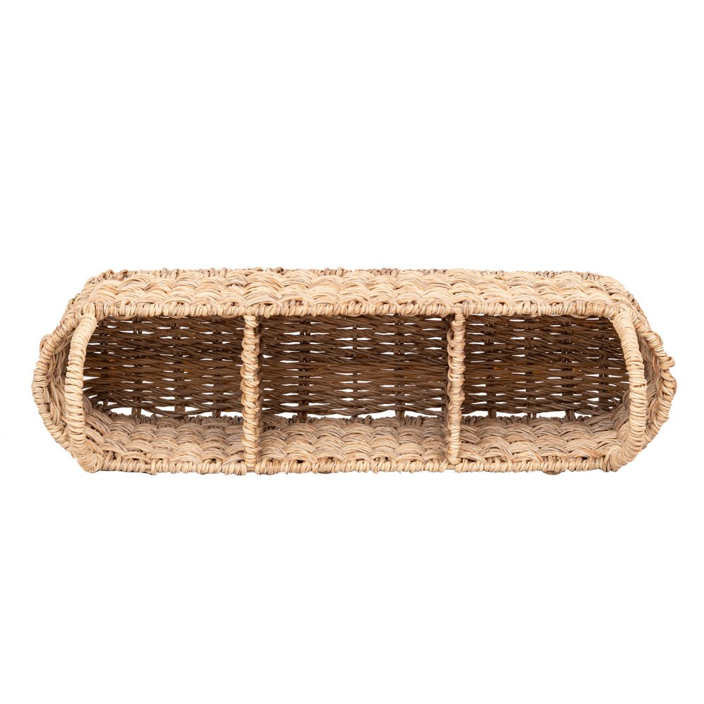 '- Beige Oval Rattan Caddy