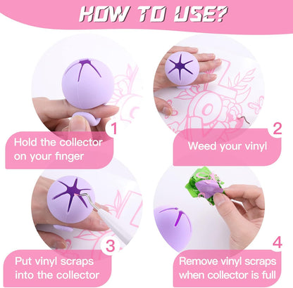 Vinyl Weeding Scrap Collector - Portable Handheld Scrap Collector Ring, Silicone Weeding Tools for HTV Crafting Adhesive Paper Sheets (Purple)