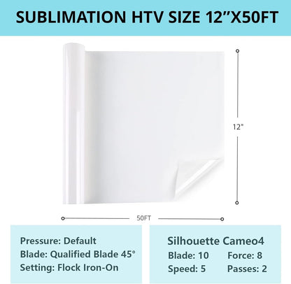 Sublimation HTV for Dark Fabric/Light Fabric - Matte Sublimation Vinyl 12" X 50FT, Sublimation Blanks for Sublimation Shirts/Bag/Hat/Pillow
