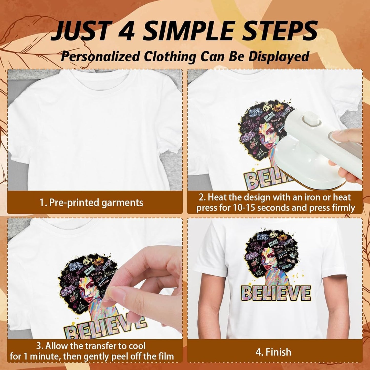 Dtf Transfers Ready to Press - 9 Pcs Black Girl Iron on Transfers for T-Shirts Heat Transfer Vinyl Stickers African Black Women Iron on Patches Decals for Clothes Bag Pillow DIY Fabric Decor