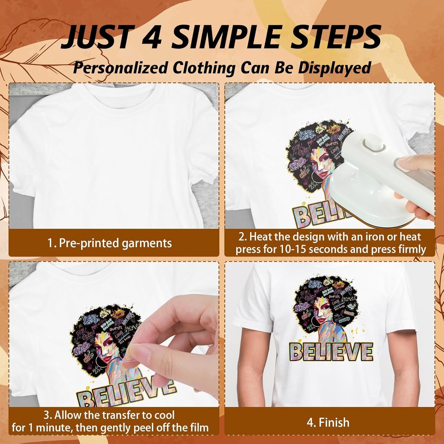 Dtf Transfers Ready to Press - 9 Pcs Black Girl Iron on Transfers for T-Shirts Heat Transfer Vinyl Stickers African Black Women Iron on Patches Decals for Clothes Bag Pillow DIY Fabric Decor