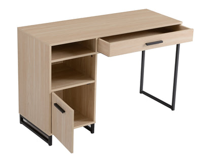 Wood & Metal Writing Desk with 1 Drawer and 1 Door for Teen Adult,29.92 In, Natural Finish.