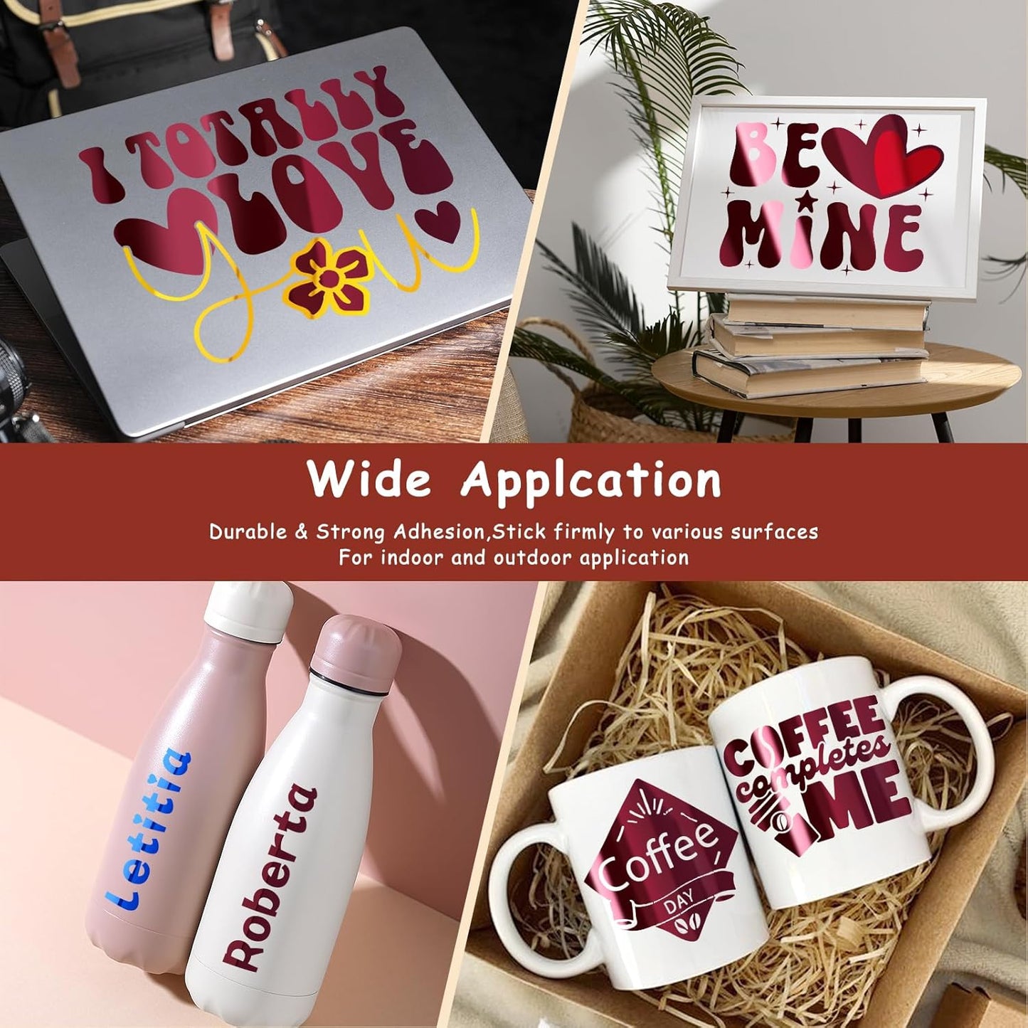 Maroon Chrome Metallic Vinyl - 12" X 7FT Maroon Permanent Vinyl Compatible with Silhouette Cutters, Signs, Scrapbooking, Craft, Die Cutters