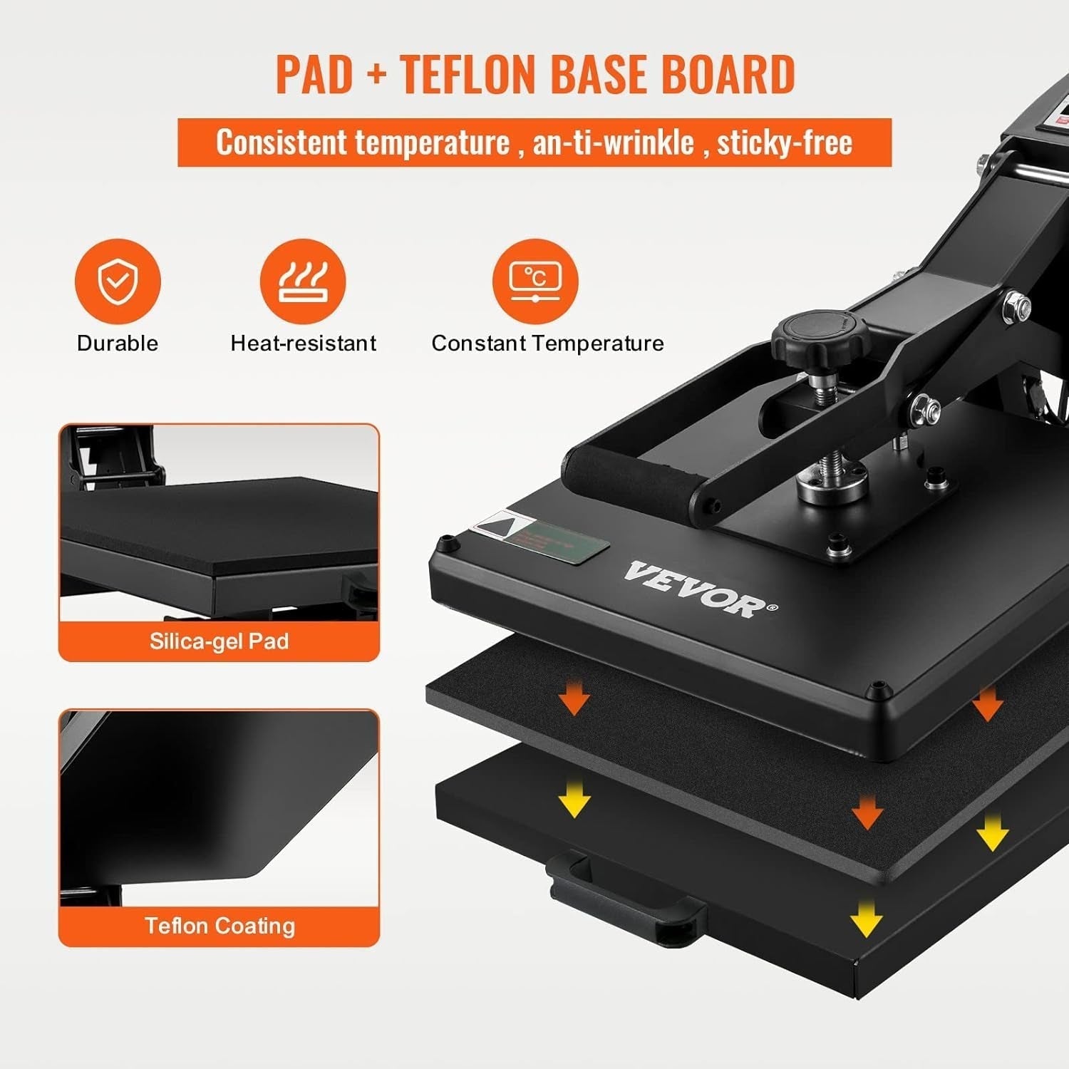 Heat Press, 15X15 Power Heat Press Machine, Fast Heating, High Pressure Heat Press Machine for T-Shirt, Digital Industrial Sublimation Printer for Heat Transfer Vinyl, Easy to Use, Black