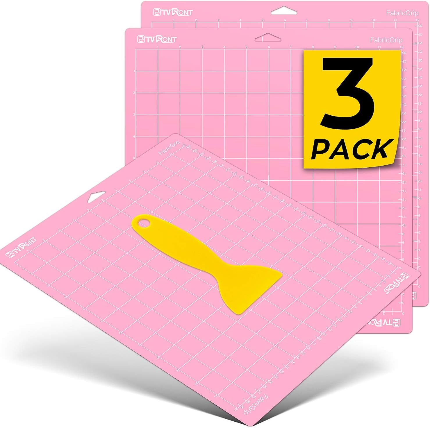 HTVRONT Fabric Grip Cutting Mat 12X12, 3 Pack, Quilting & Crafting | Compatible with Cricut Maker 4/3/Maker, Explore 5/4/3/Air 2/One Machine, Fabric Adhesive Sticky, Quilting Cutting Mats