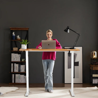 Electric Standing Desk, 55''X24'' Height Adjustable Desk, Home Office Desk with Electric Lift, Sit Stand Desk Workstation for Home Office, Oak