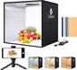 Lightdow 12"X12"X12" Photo Studio Light Box Photography with Desktop Tripod & 120 Leds (CRI>95), 6 Backdrops - Portable/Dimmable Folding Shooting Tents for Toys/Jewelry/Watches/Cosmetics