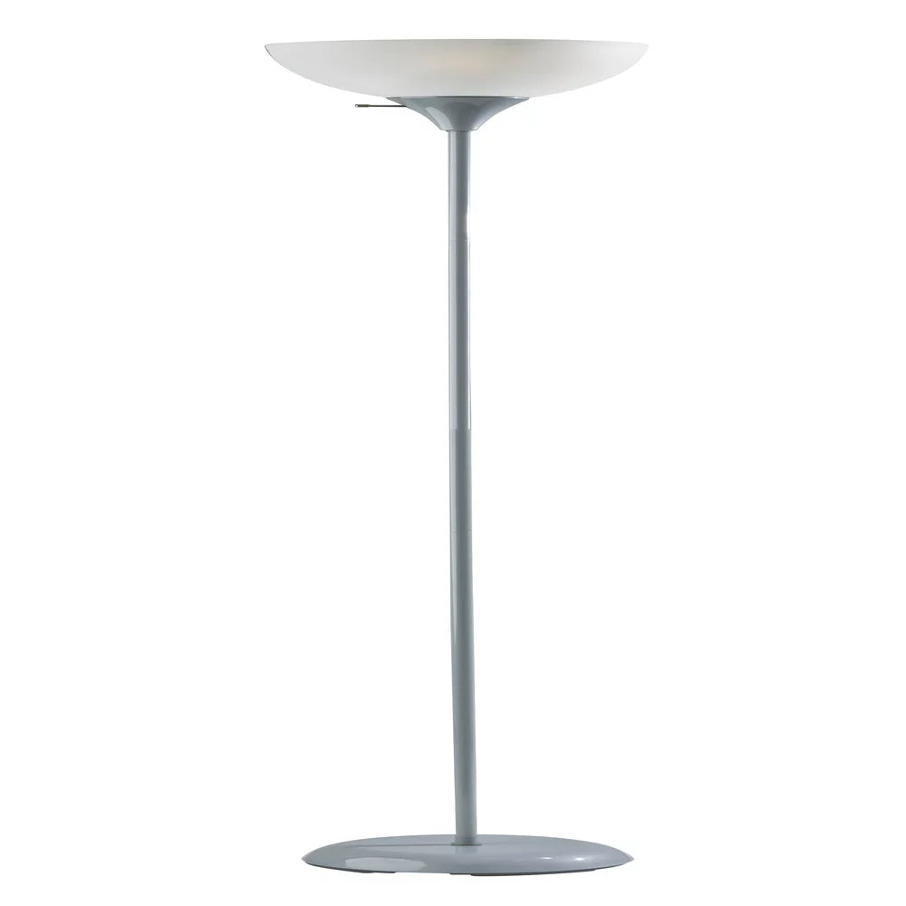 71" Floor Lamp, Silver, Plastic, Modern Styling for Young Adult Dorm or Adult Home Office.