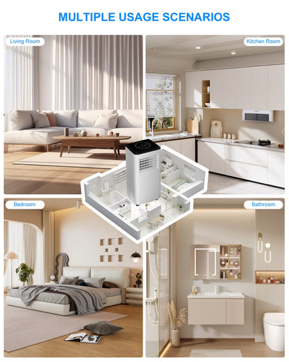 Portable Air Conditioners 10,000 BTU for Rooms up to 450 Sq.Ft. Portable AC, Dehumidifier, 24H Timer, Sleep Mode & Water Level Indication, Remote Control & Window Kit, White & Black