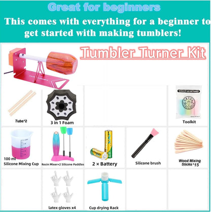 HXH Cup Turner for Crafts Tumbler,Electric Resin Mixer,Tumbler Cup Spinner,Glitter Powder,Epoxy Resin Kit for Tumblers for Beginners with Foam