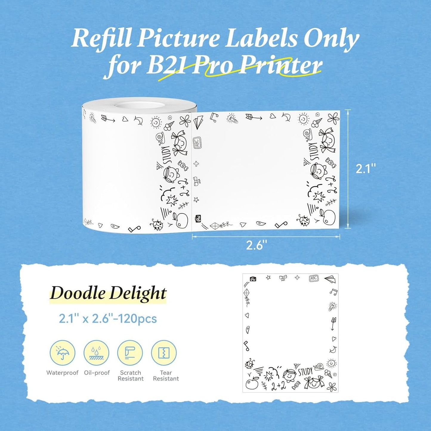 NIIMBOT Photo Papers Compatible with Pro Series Label Makers, Thermal Picture Labels Good Idea to Print Photos, Beauty Memories, Note,List (2.1''X2.6''-54X67Mm)