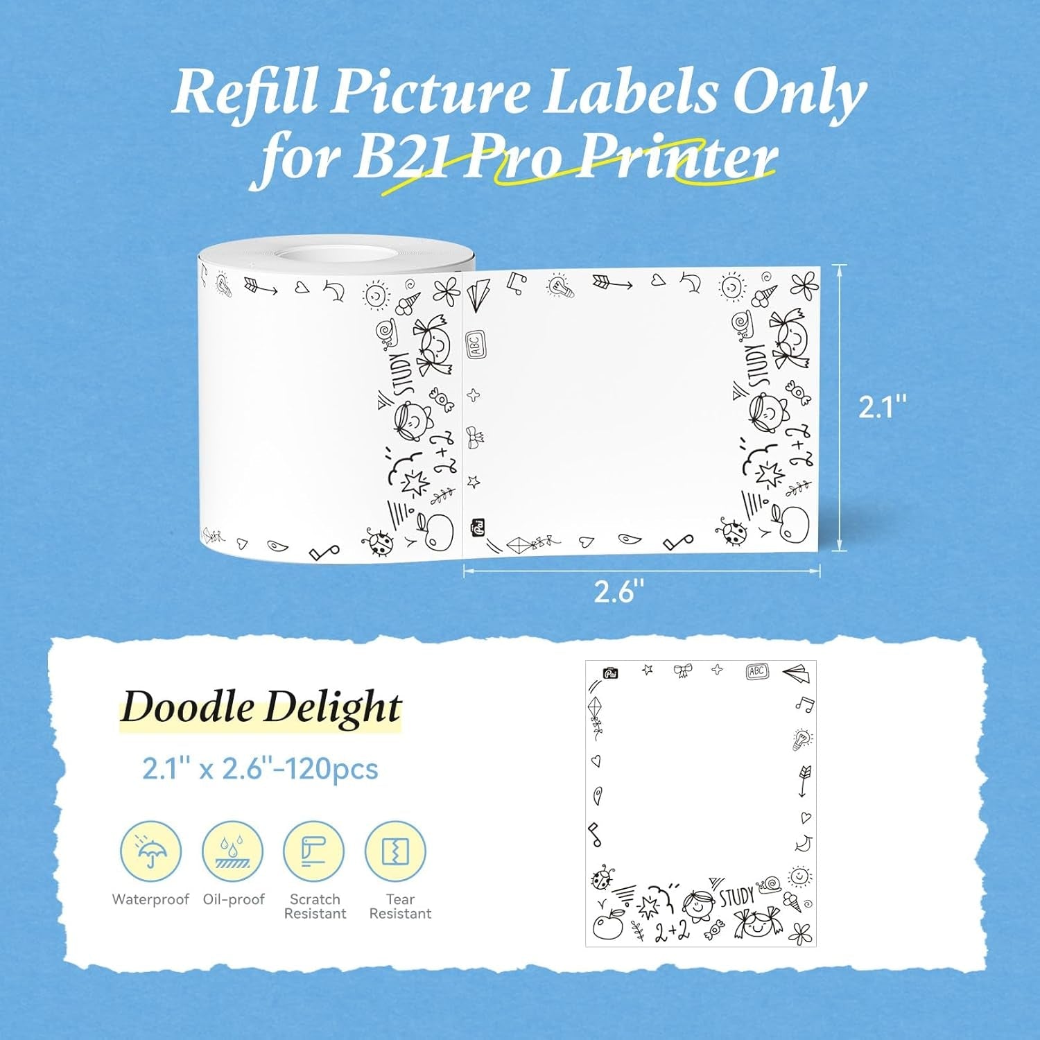 NIIMBOT Photo Papers Compatible with Pro Series Label Makers, Thermal Picture Labels Good Idea to Print Photos, Beauty Memories, Note,List (2.1''X2.6''-54X67Mm)