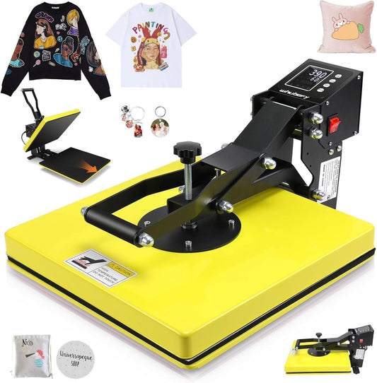 AKEYDIY Heat Press 15X15, Large Heat Press Machine for Tshirts (Yellow)