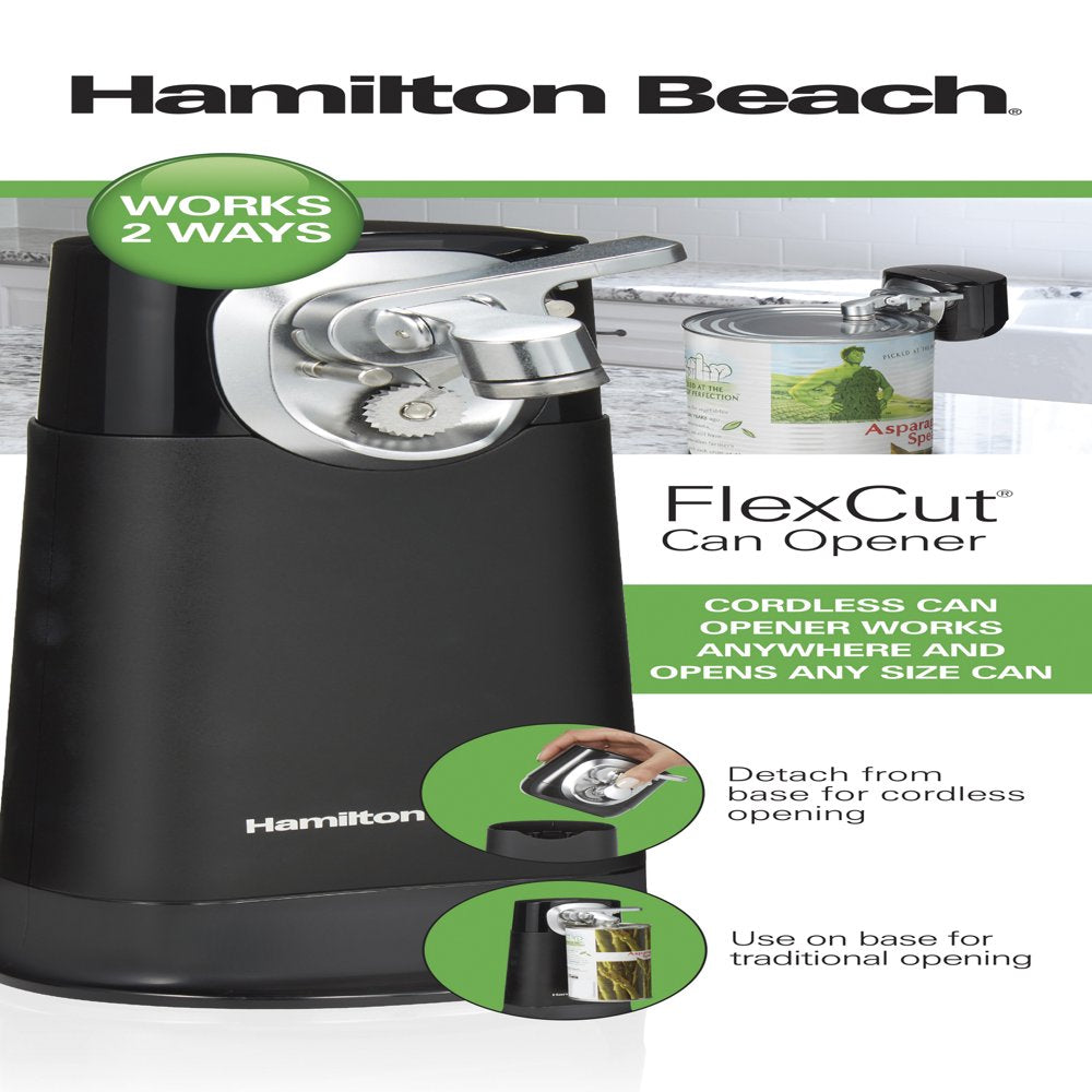 Flexcut Electric Can Opener, Cordless, Black with Chrome Accents, Model 76611
