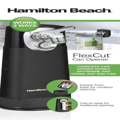 Flexcut Electric Can Opener, Cordless, Black with Chrome Accents, Model 76611