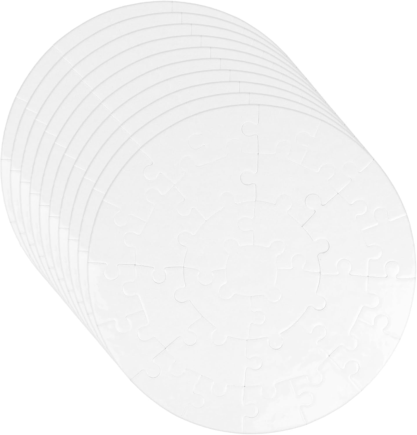 SAVITA 10 Sheets round Blank Puzzles, 20Cm/7.87In Heat Transfer All White DIY Puzzle Paintable & Writable for Kids Brain Game
