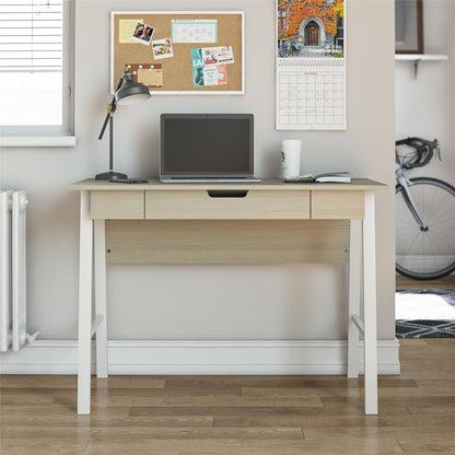 Oxford Computer Desk with Drawer, Pale Oak