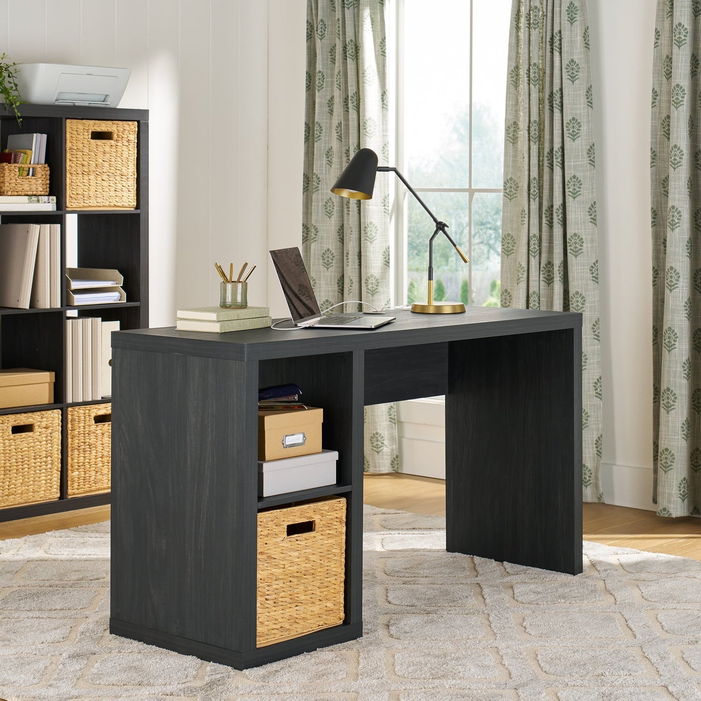 Cube Storage Office Desk, Charcoal