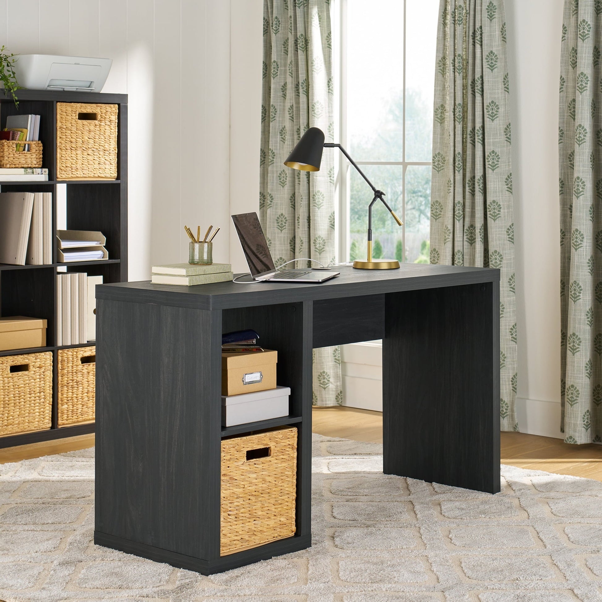 Cube Storage Office Desk, Charcoal