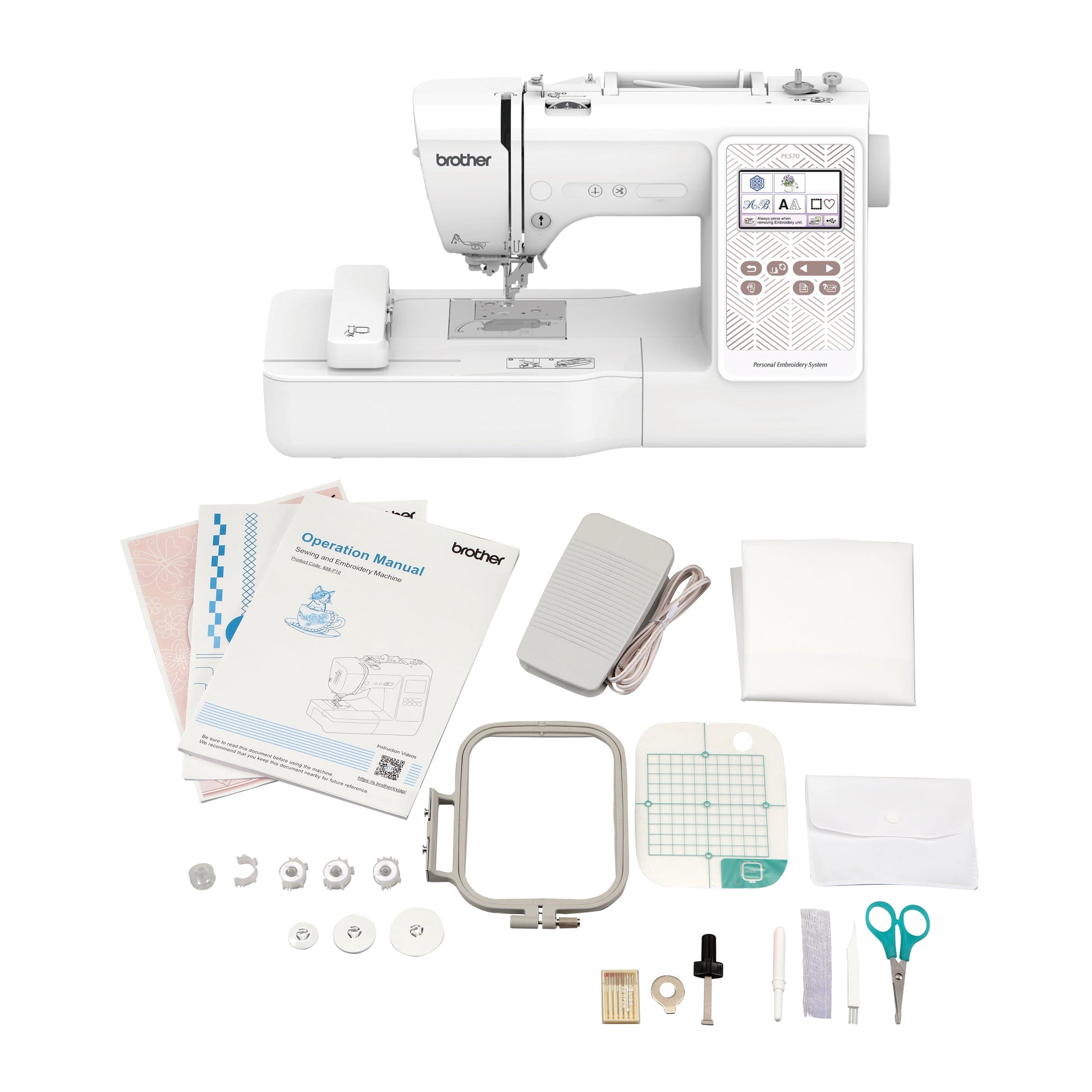 Brother PE570 Embroidery Machine with 135 Built-In Designs, Wireless Connectivity, and Artspira App Integration