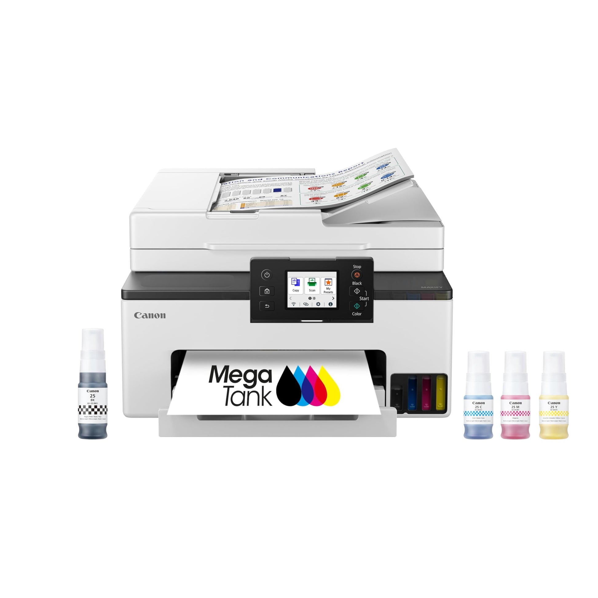 Canon Megatank MAXIFY GX2020 All-In-One Wireless Color Printer - Print, Copy, Scan with Duplex Printing - Refillable Tank System, Compact Desktop Design - Wireless Print Scan Copy for Home & Office