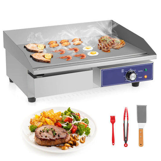 Costway 22'' Commercial Electric Griddle 110V 2000W Flat Top Countertop Grill 122℉-572℉