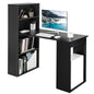 Computer Desk Writing Workstation Office W/6-Tier Storage Shelves Black