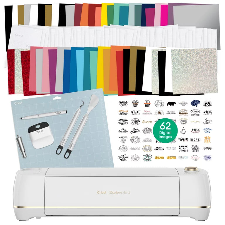 Cricut Explore Air 2 Bundle Cutting Machine with 100 Pieces of Vinyl and Tools