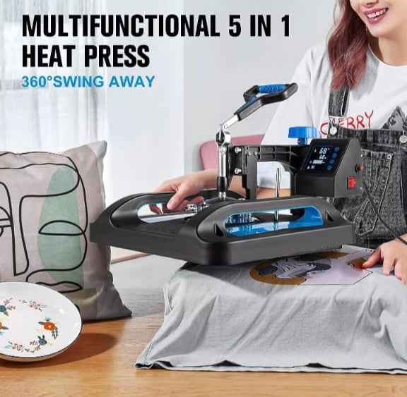 5in1 12"x15" Heat Press Machine with 30 OZ Tumbler Press For T-shirt Mug Hat Plate