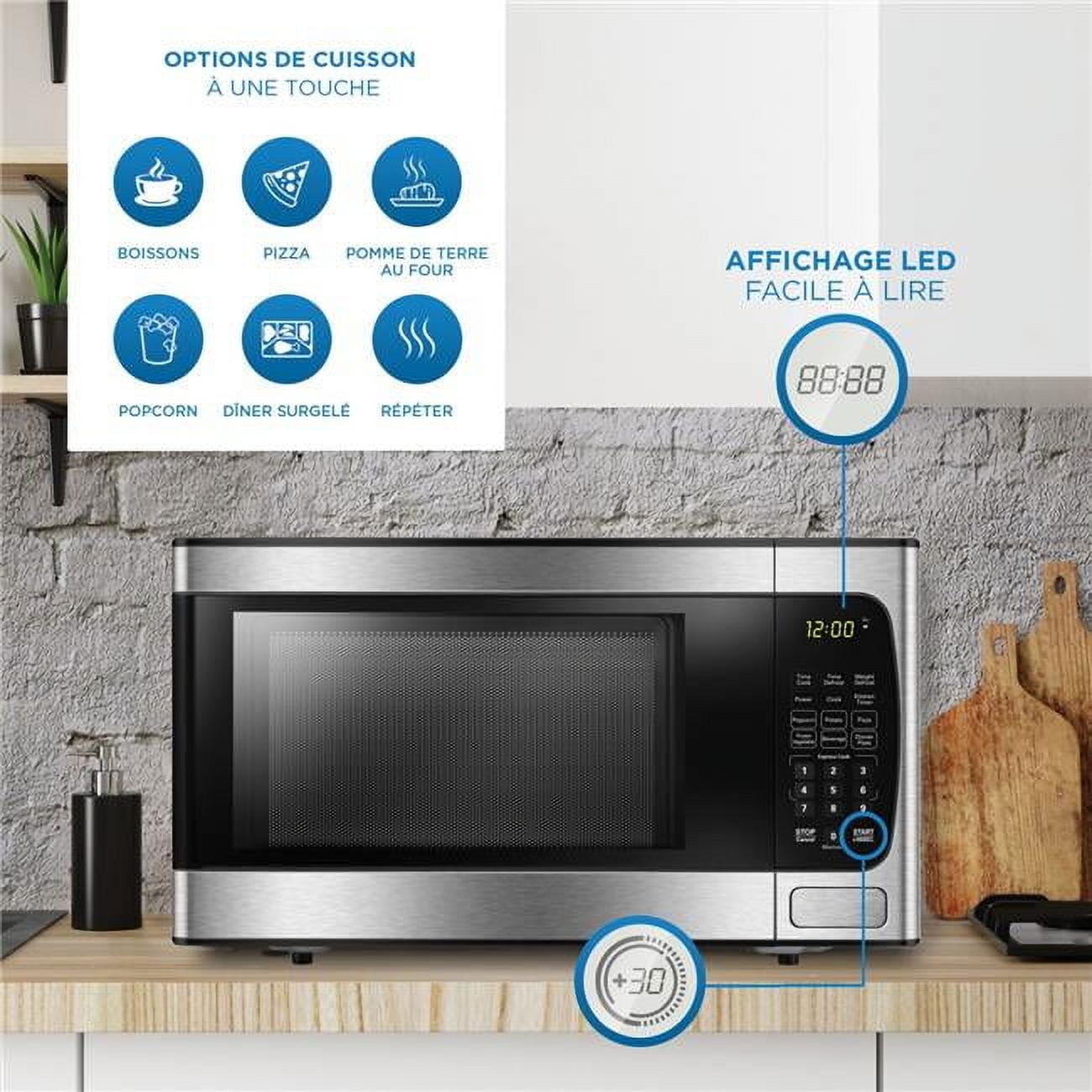 0.9 Cu. Ft. Countertop Microwave, Stainless Steel