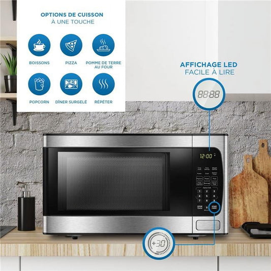 0.9 Cu. Ft. Countertop Microwave, Stainless Steel