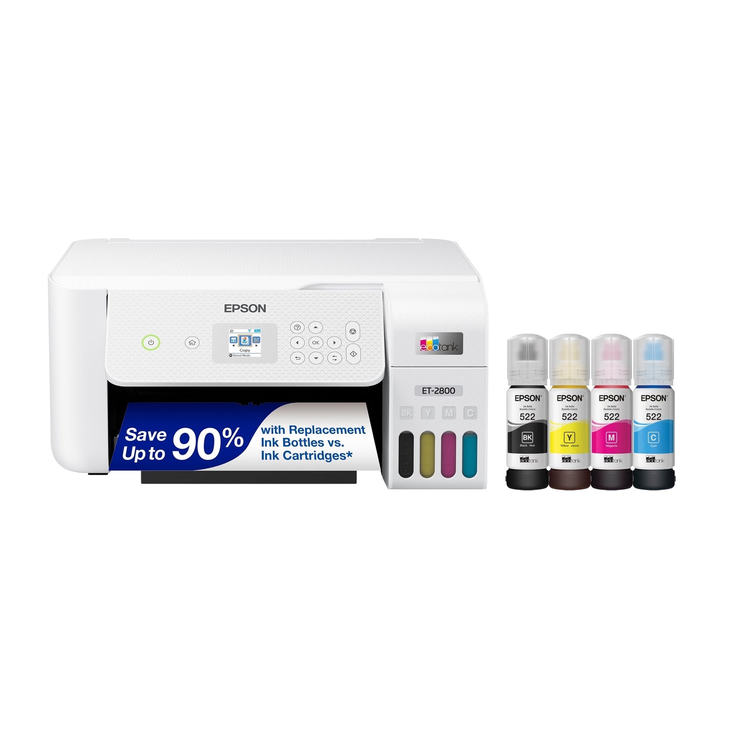 Ecotank ET-2800 Wireless Color All-In-One Cartridge-Free Supertank Printer with Scan and Copy ? the Ideal Basic Home Printer - White
