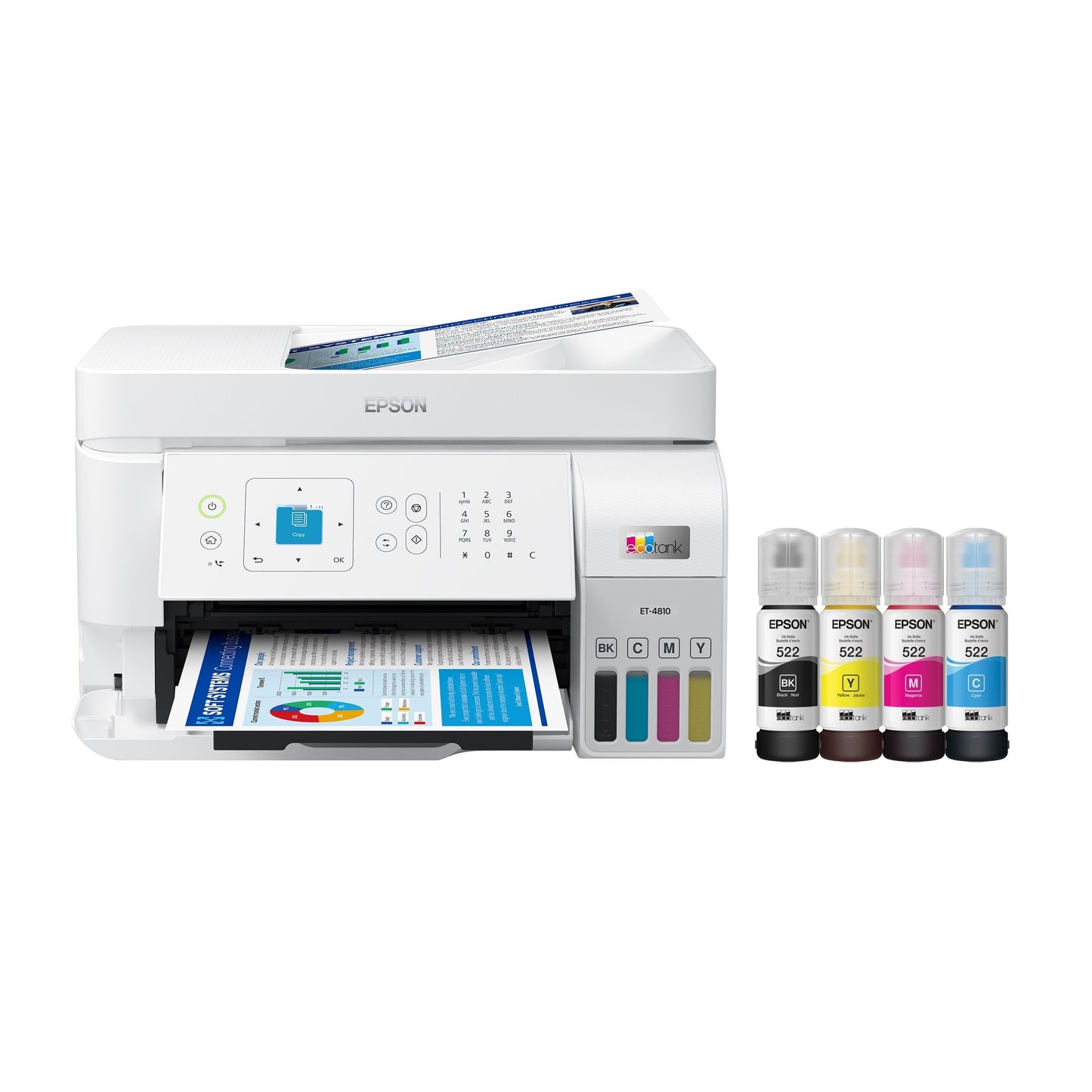 Ecotank ET-4810 Wireless All-In-One Cartridge-Free Supertank Printer with Scanner, Copier, Fax, ADF and Ethernet